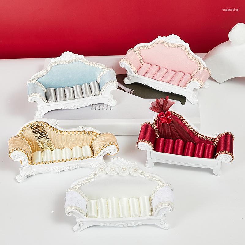 

Jewelry Pouches 2023 Fashion Sofa Display Holder Vintage Ring Stand Earrings Storage Box