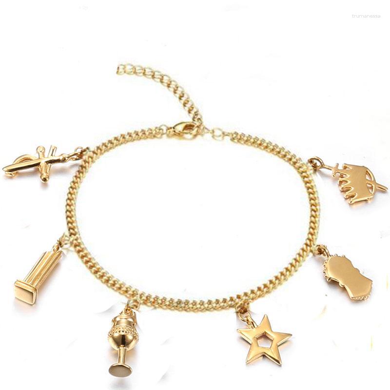 

Link Bracelets Chain Elegant Fashion Gold Women Masonic Freemason Jewelry OES Charms Ankle Order Of Eastern Star BraceletLink LinkLink Raym2