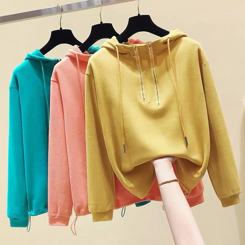 

Women's Hoodies Autumn Winter Sweatshirt Women's Hooded Pullover Loose Half-Zipper Drawstring Long Sleeves All-Match, Black
