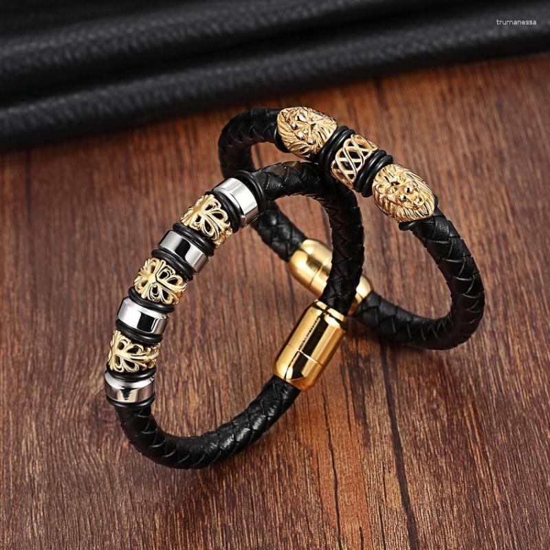 

Charm Bracelets Genuine Leather Stainless Steel For Women Bangle Trendy Men Jewelry Fashion BraceletCharm Raym22