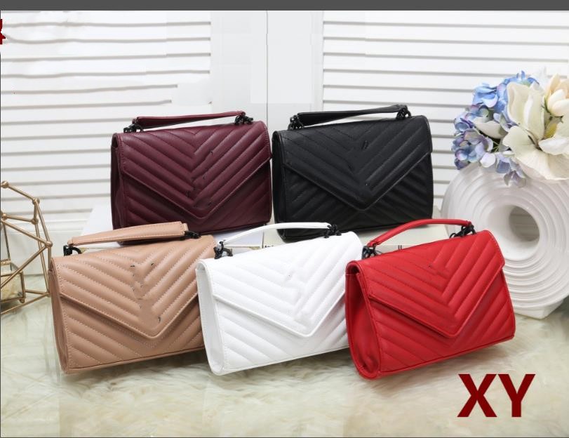 

fashion women famous handbag leather cross pattern square bags one shoulder messenger bag crossbody chain purse 8055, Red