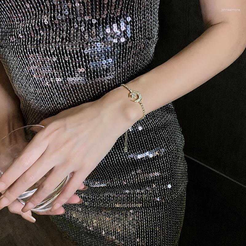 

Link Bracelets Free Mail 2023 Exquisite Zircon Bracelet Temperament Tide Personality Net Red Hundred Hand Female Accessories