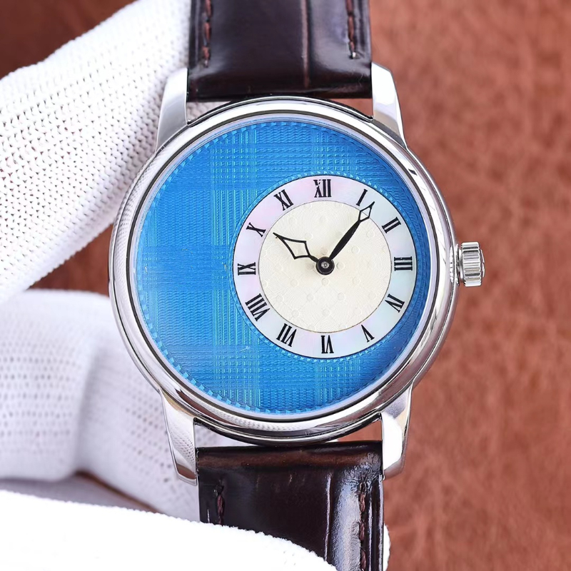 

High quality Men's Business Watch with Suit Leisure Time Guardian Original Movement Sapphire mirror mother-of-pearl Inlaid hand-wound Master of the Art Luxury Watch, Brown