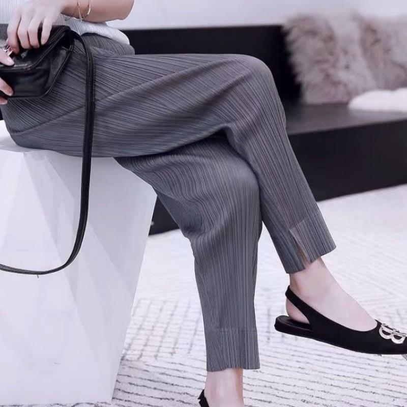 

Women Harem Pants Loose Miyak Pleated High Waist Casual Carrot Trousers Ladies Solid Color Pocket Joggers