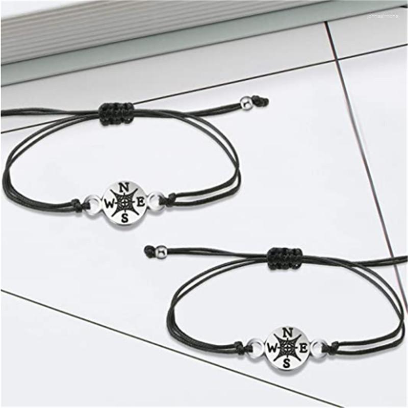 

Link Bracelets 2pcs Compass Bracelet Friend Gifts For Couples Matching Gift