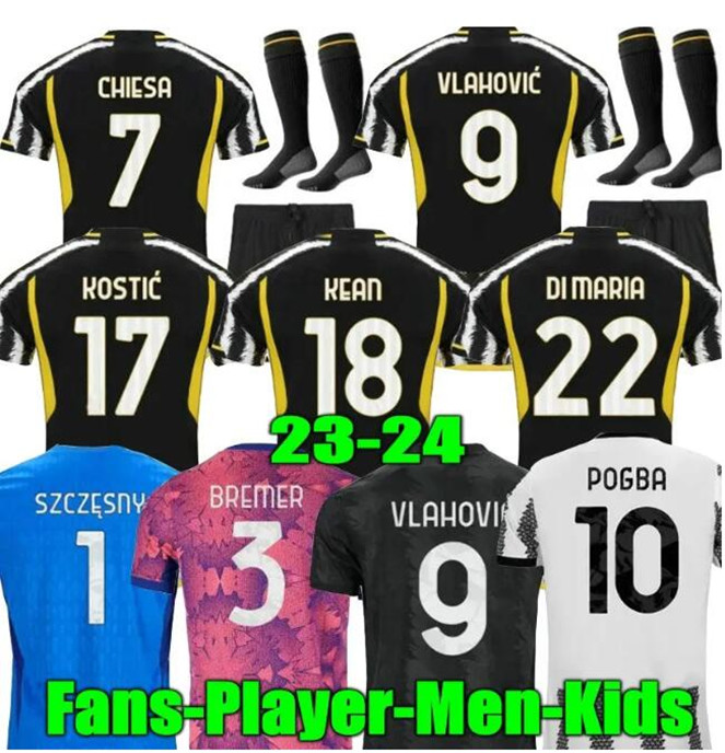 

23 24 VLAHOVIC CHIESA MILIK Juventuss soccer jerseys 2023 2024 juventuses POGBA men kids set BONUCCI JUVEN football shirts kit DI MARIA uniform Kostic Rabiot Bremer, 23/24 away serie a