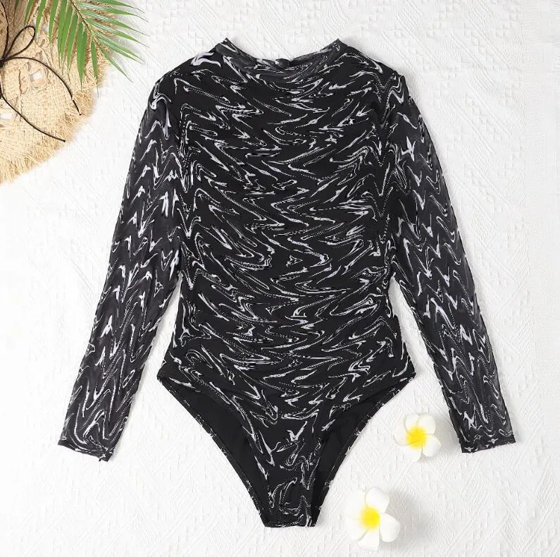 

Designer bikini swimsuit 2022LFD One Piece Swimsuit Women Designer Swimwear Long Sleeve Printed Female Bathing Suit Surfing Bodysuit designers bathing suit swimw, 08