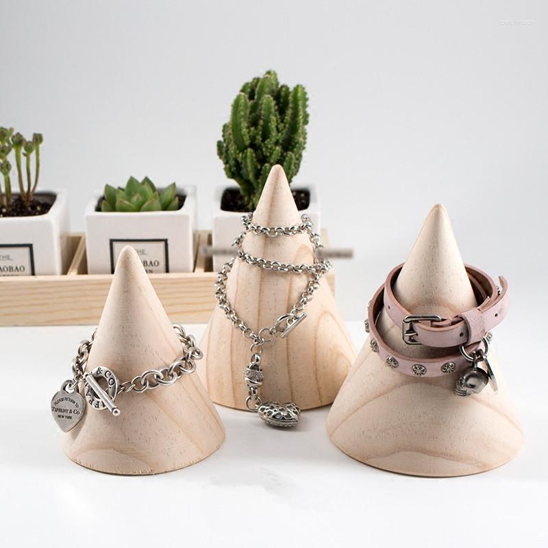 

Jewelry Pouches Wood Cone Bracelets&Bangle Display Holder Jewellery Stand