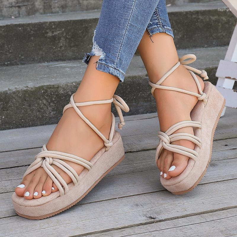 

Sandals Mid Heels Women Beach Thick Casual Sport Platform Summer Shoes Dress Slippers Flip Flop Open Toe Mujer Zapatos, Khaki