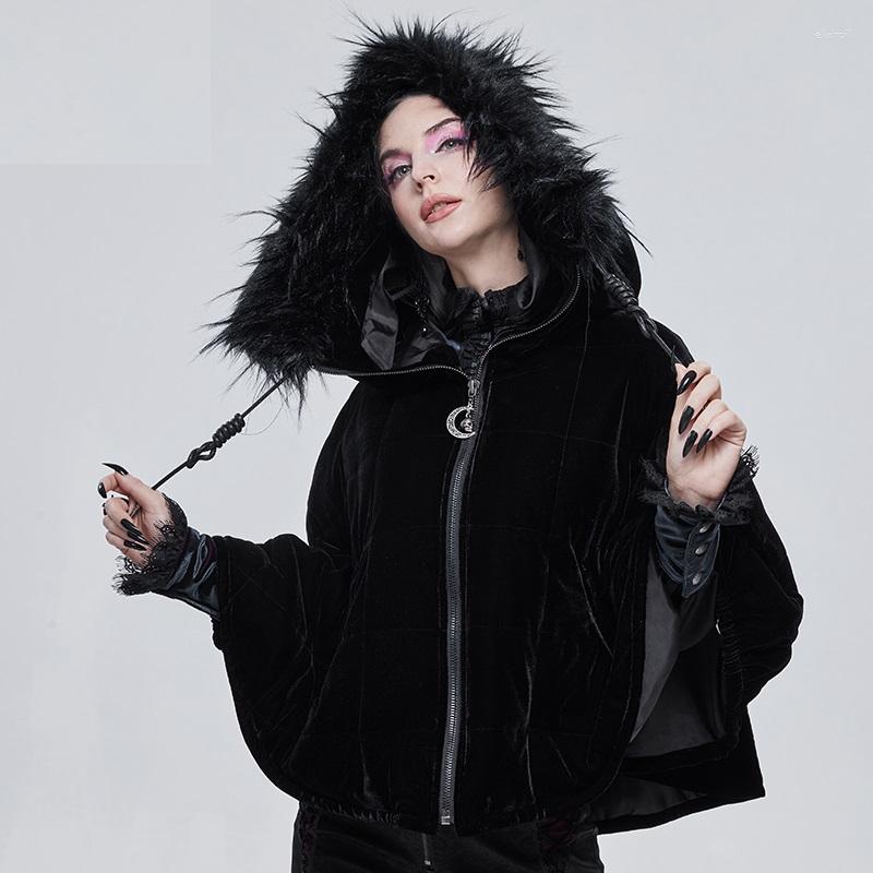 

Women's Jackets Goth 2023 Hooded Mid-Length Coat Winter Black