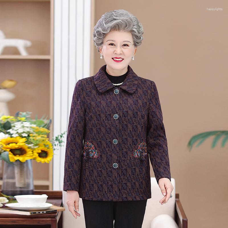 

Women's Jackets Elderly Women Spring Autumn Jacket 2023 Middle-aged Mother Lining Coat Grandmother Short Outerwear Femme Tops 5XL