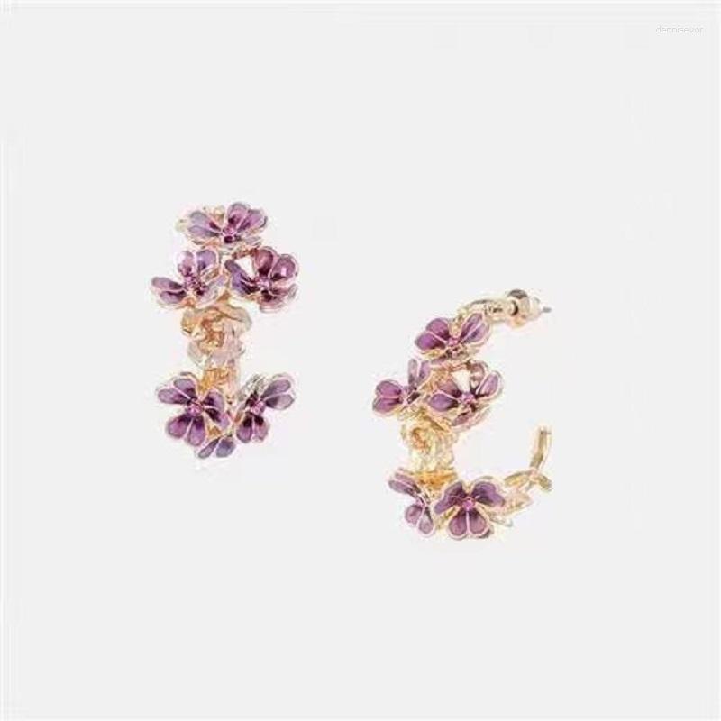 

Dangle Earrings Little 3D Irises Drop For Women With Enamel Ear Stud