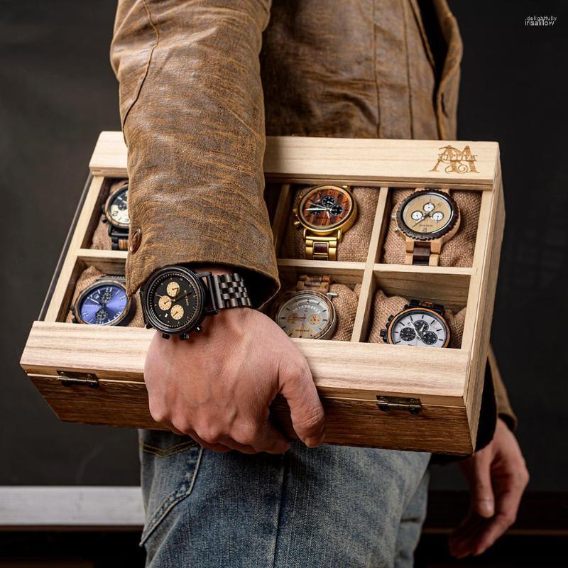 

Watch Boxes BOBO BIRD Wood Wrist Display Box Customizable PU Leather Case Jewelry Storage Organizer 4 6 8 10 Slot
