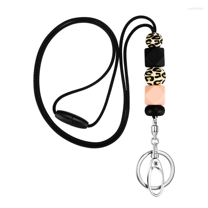 

Keychains Teacher Lanyards For ID Badges Teens Silicone Beaded Keys Women Office Worker