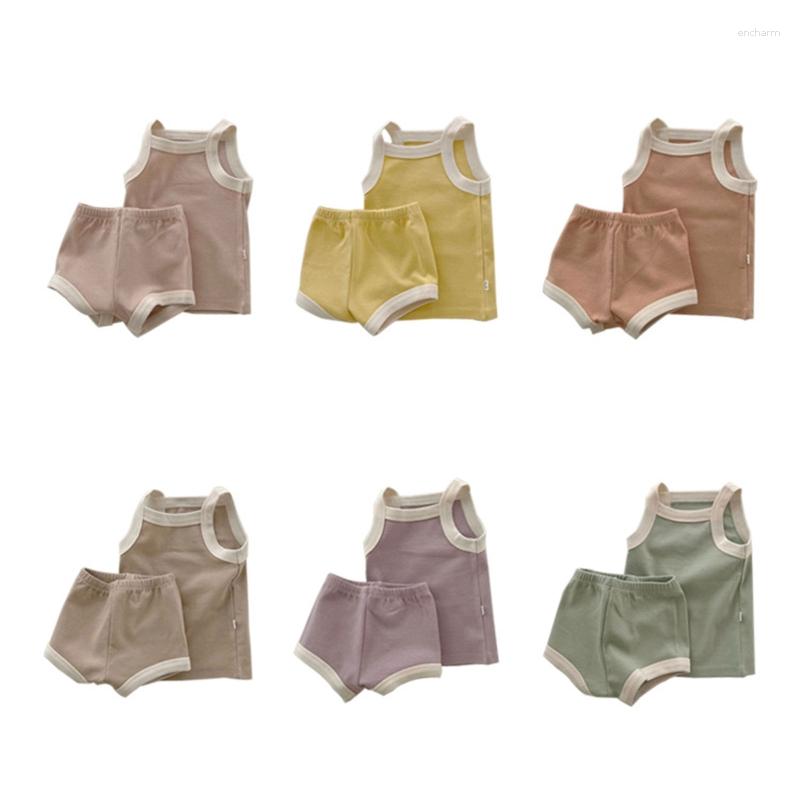 

Clothing Sets 2PCS Baby Girls Boys Outfit Sleeveless Sun-Top Pants Set Sports Clothes For Girl, Khaki