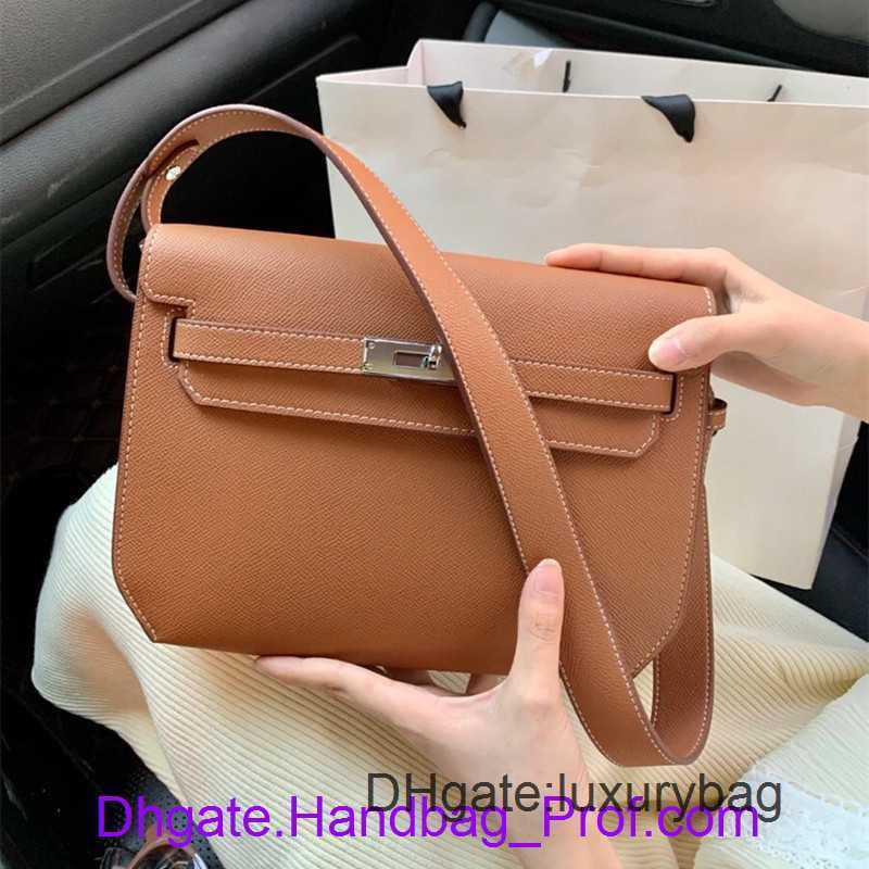 

Hrems Designer Wholesale kyllie tote bags online store 2023 Spring Summer New Bag Womens Cowhide Postman Versatile Underarm Commuter One Shou With Real Logo, Black