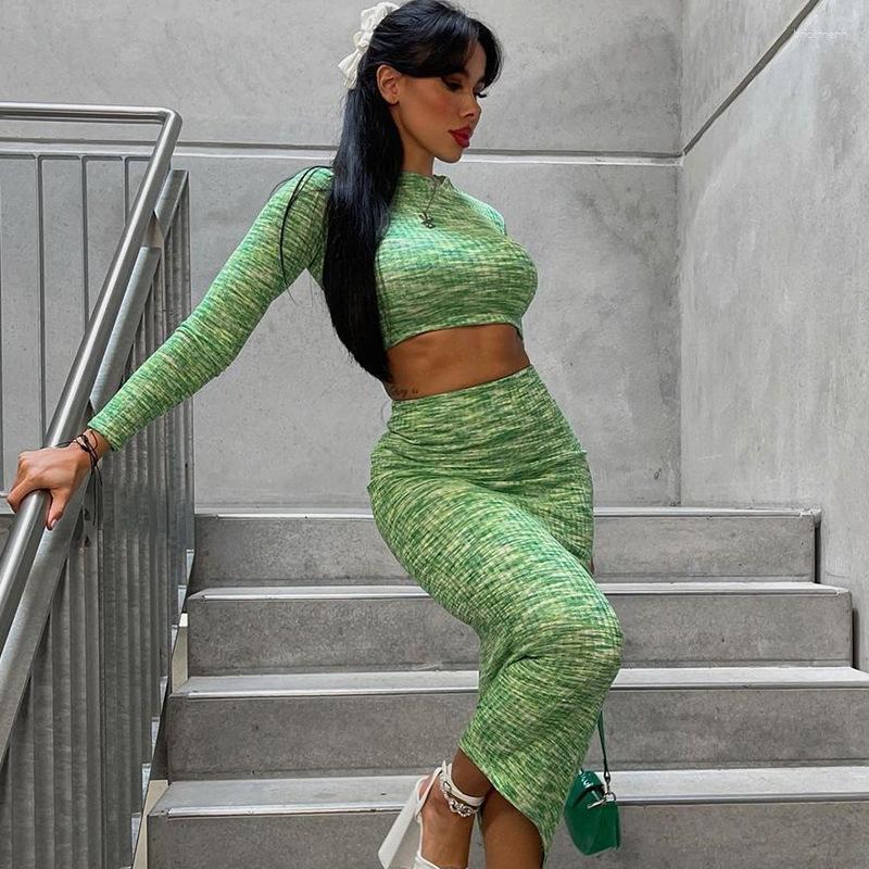 

Women' Swimwear Whole Women 2023 Cover Up Beach Dress For Long Sleeve Print Slim One Bust Skirt Suit Spandex Summer Ladies Clothing, Green