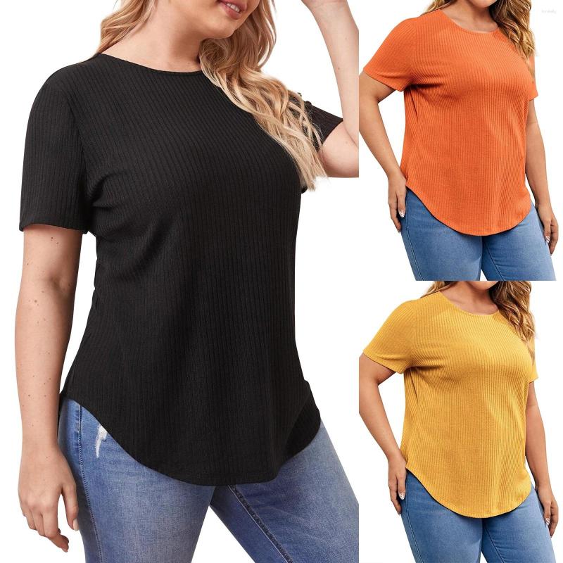 

Women's T Shirts Women Casual For Summer Women's Solid Color Crew Neck Button Back Short Trendy Ladies Tops, Black