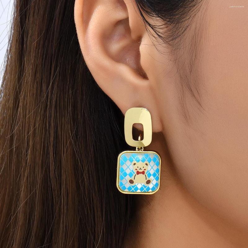 

Dangle Earrings Natural Stonel Crysta Women's Cute Animal Pattern Party Jewelry Gifts Drop For Women Gift