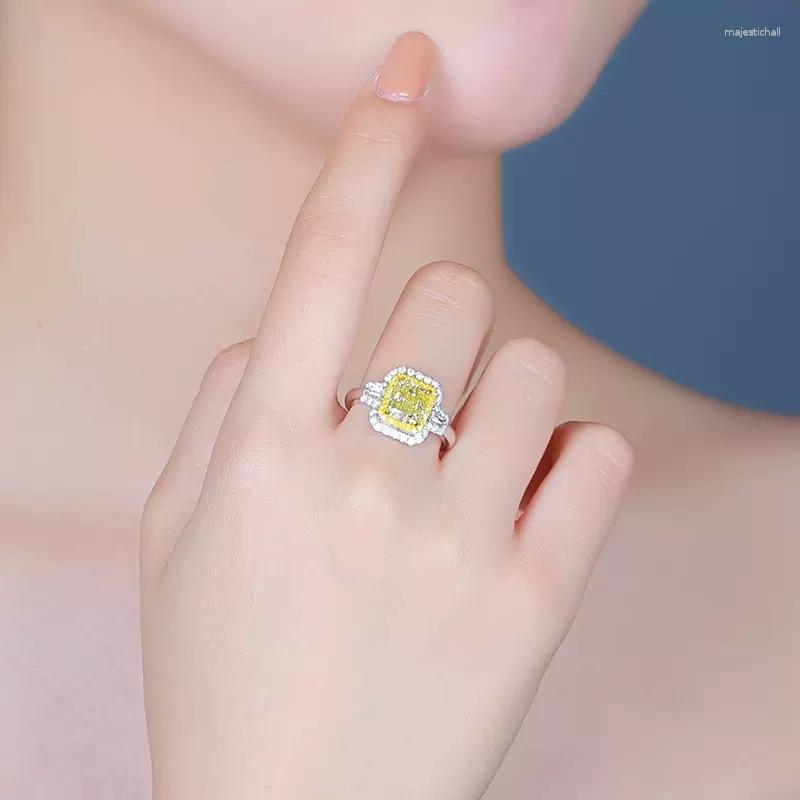 

Wedding Rings Trendy Cubic Zirconia Silver Color Champagne Crystal Ring Geometric CZ Gift For Women Party Jewelry Drop