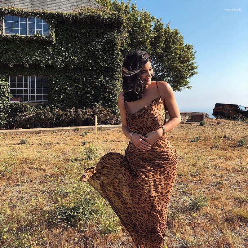 

Casual Dresses Dress Women Summer Leopard Print Sleeveless Camisole Fashionable Vestidos Drop Sale YWFDFD8049, Leopard grain