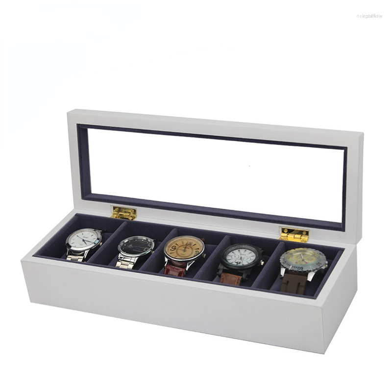 

Watch Boxes Luxury Box Jewelry Display Storage Matte White Paint Wood Senior Spray Holder Small Pillow