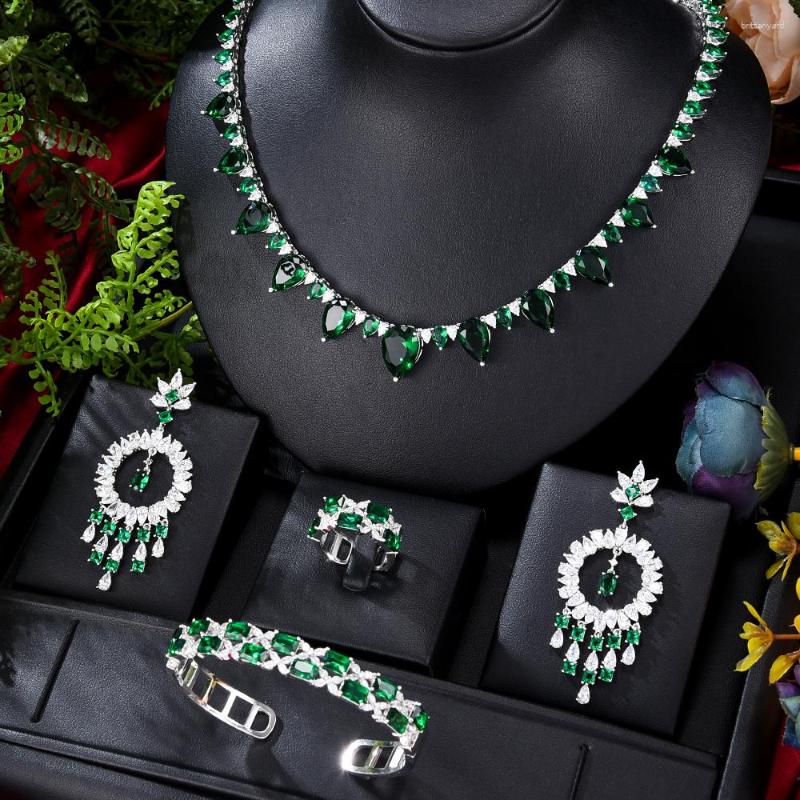 

Necklace Earrings Set GODKI Luxury Flower Cluster Cubic Zircon Nigerian Earring Jewelry For Women Wedding Dubai Bridal, Picture shown