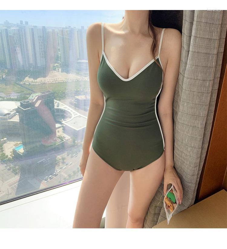 

Women's Swimwear 2023 Retro Lime Green Halter Neck Strappy Bikini Monokini Sexy Hollow One-piece Swimsuit, Red