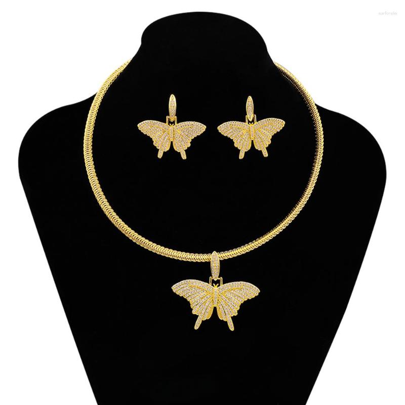 

Necklace Earrings Set Italy Exquisite Daily Butterfly Pendant Earring Summer Clothing Accessories Halloween Holiday Birthday Gift, Picture shown
