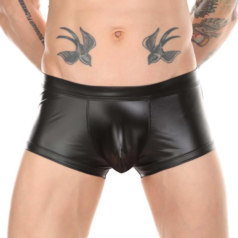 

Underpants Men's Faux Leather Bulge Pouch Boxer Shorts Briefs Underwear Pants Brief Mens, Black