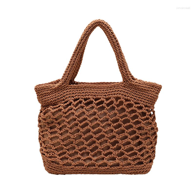 

Evening Bags High Quality Rope Weave Shoulder Crossbody For Women 2023 Large Capacity Summer Beach Female Tote Sac Women's Handbags, Black