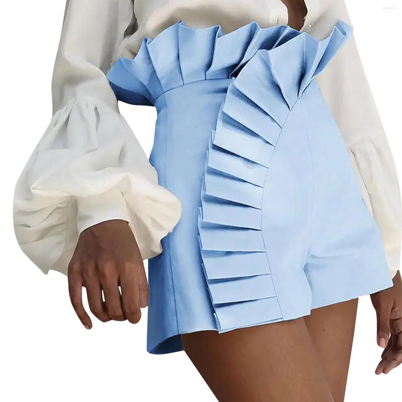 

Women' Shorts 2023 Fashion Women' Bottom Ruffle Hem Ruched High Waist Elegant Summer Casual Female Clothing Outfits, Black
