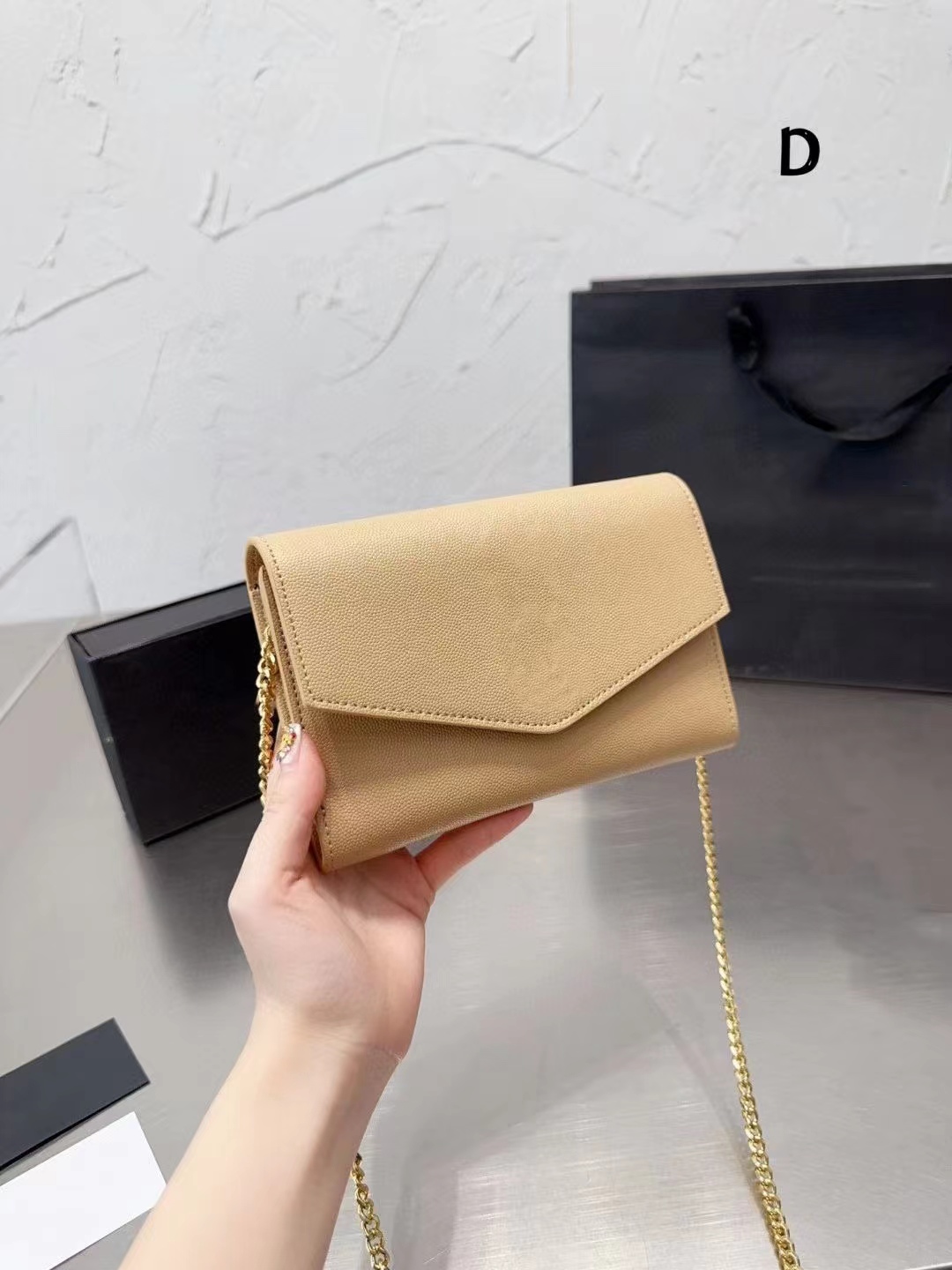 

19cmNew women's envelope Gaby Envelope clamshell handbag ysle simple casual dinner bag 607788 chain purse shoulder bag crossbody bag, Clear
