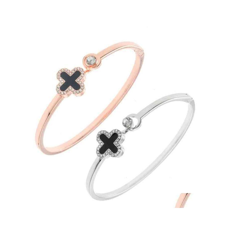 

Charm Bracelets Korean Fashion Lucky Clover Environmental Protection Rose Gold Bracelet Versatile Open Drop Delivery Jewelry Ot8Dm Dhihz