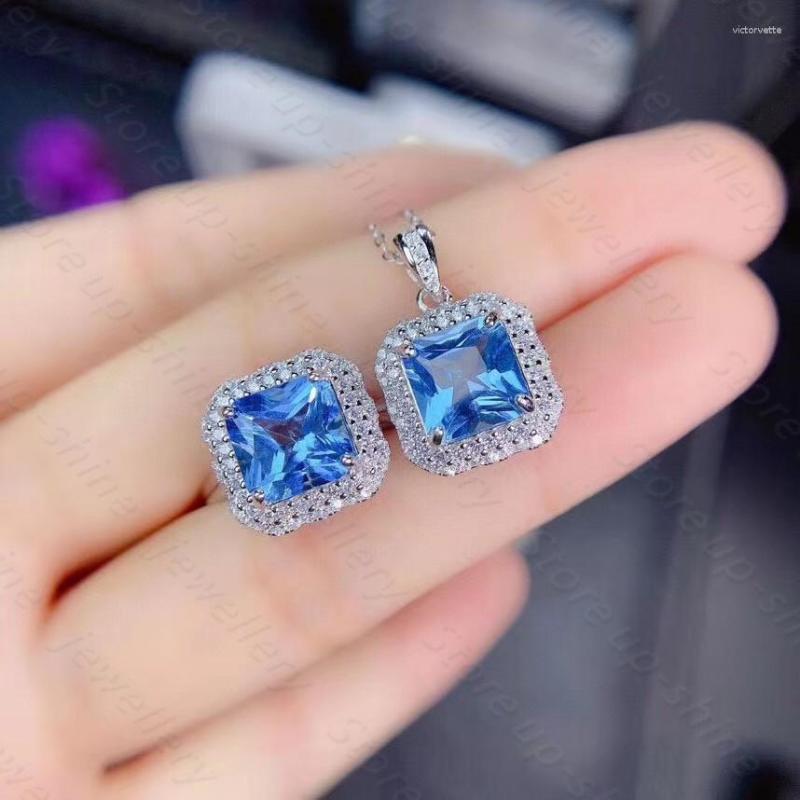 

Cluster Rings Natural Topaz 925 Silver Women's Ring & Pendant Elegant And Fashion Trend