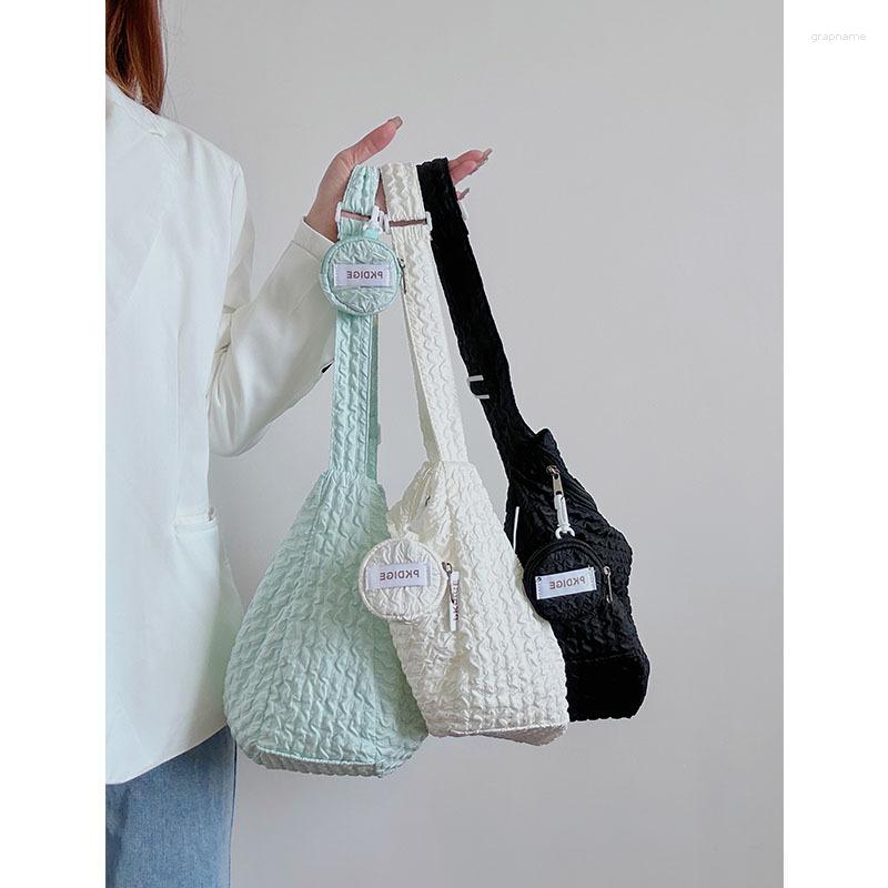 

Evening Bags Brand Designer Canvas Pleated Women's Shoulder Bag Casual Purse Crossbody Hobos Handbag 2023 Trend, Black