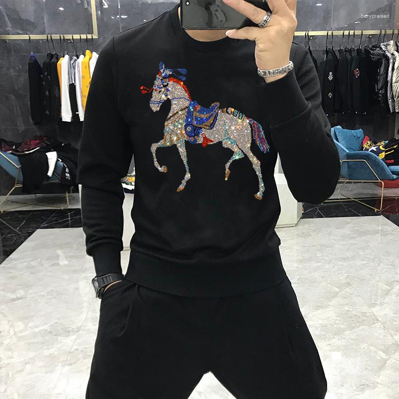 

Men's Hoodies Trendy British Winter Warm Cotton Hoody Handsome Drill Pullover Street Oversized Hoodie, As shown asian size