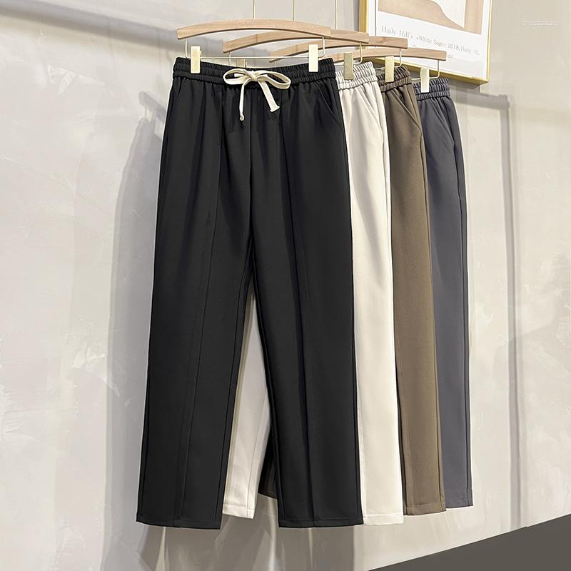 

Men's Pants 2023 Summer Business Casual Siut For Men Korean Fashion Solid Color Thin Baggy Straight Slim Brand Trousers Male, Dark grey