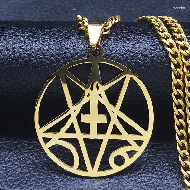 

Pendant Necklaces Stainless Steel Inverted Pentagram Cross Necklace Lavey Satanic Occult Jewery Joyeria Acero Inoxidable N1158S6