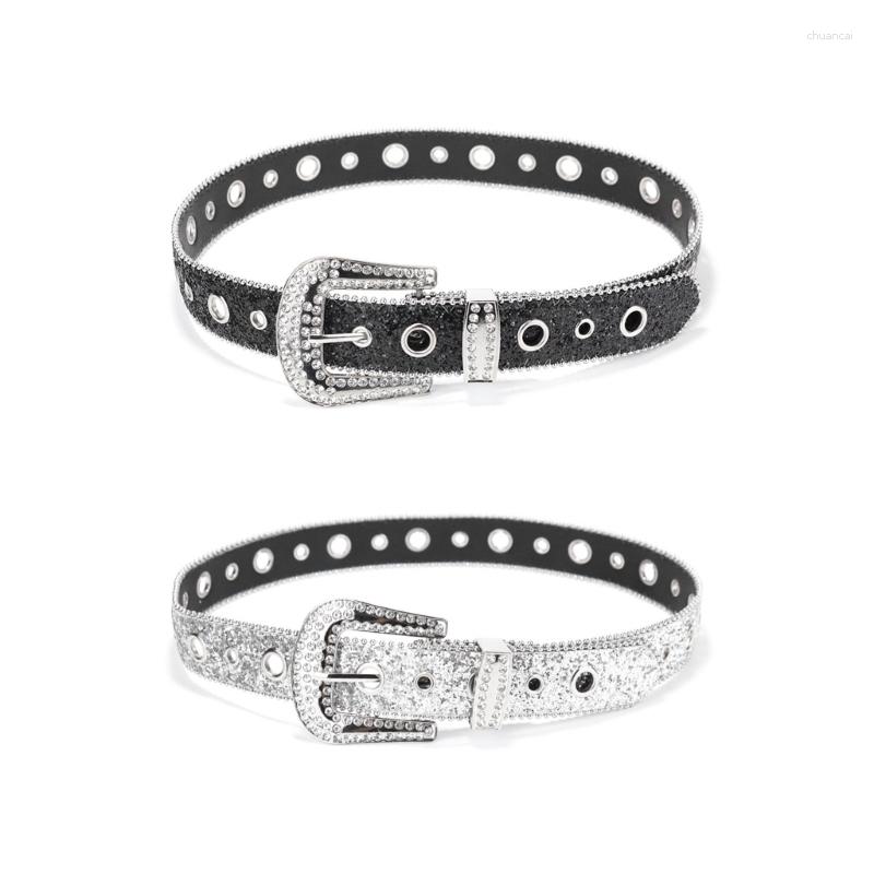 

Belts Y166 Cowboy Bling Buckle Belt Full Sequins For Adult, Black