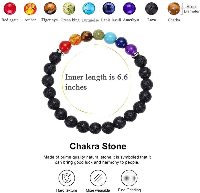 

Strand Beaded Strands 6 Pcs Lava Rock Stone Bracelet Luxury Charm Chakra Yoga Essential Oil Diffuser Arrow 8 Mm Beads Stretch For Men Women