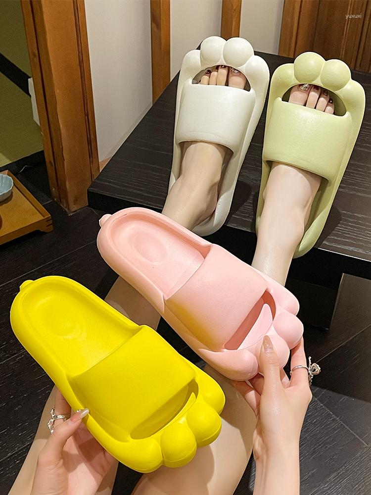 

Slippers Shoes For Girls House Platform Slipers Women Slides Low Fashion Shallow Lady 2023 Massage Flat Luxury PU Basic Rubber