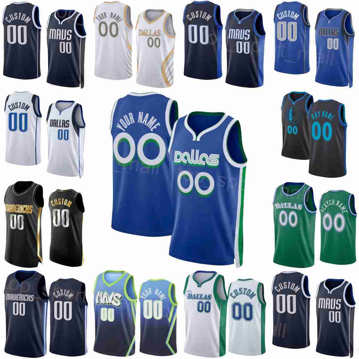 

Man Kids Printed Basketball Richaun Holmes Jersey Dereck Lively II Olivier-Maxence Prosper Christian Wood 35 Jaden Hardy 3 Reggie Bullock Kyrie Irving Luka Doncic, Navy blue