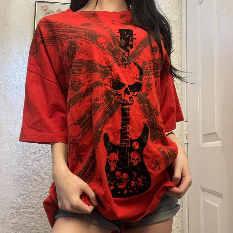 

Women's T Shirts BEELADAN E-girl Gothic Graphic Print T-shirt Punk Harajuku Grunge Short Sleeve Loose Tees Y2K Aesthetic Vintage Pullovers