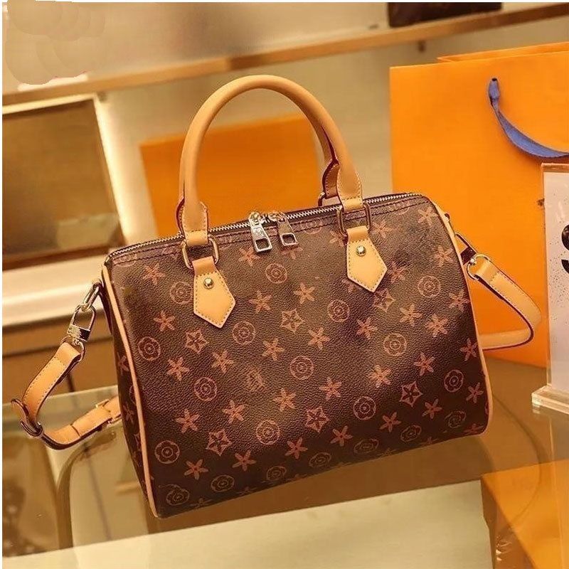 

Hot Luxurys Designer Fashion Women's Bag Shoulder Bag 3 sizes purse Women's Handbag Tote Bag Key Lock shoulder bag with dust bag, Brown flower