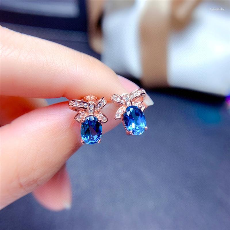 

Stud Earrings WEAINY Natural London Blue Topaz Real S925 Sterling Silver Women's Fashion Gem Birthstone