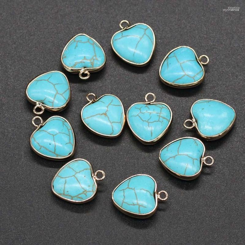

Pendant Necklaces 1pcs Natural Stone Heart Shape Blue Turquoises For DIY Necklace Bracelet Accessories Jewelry Making Size 18x20mm