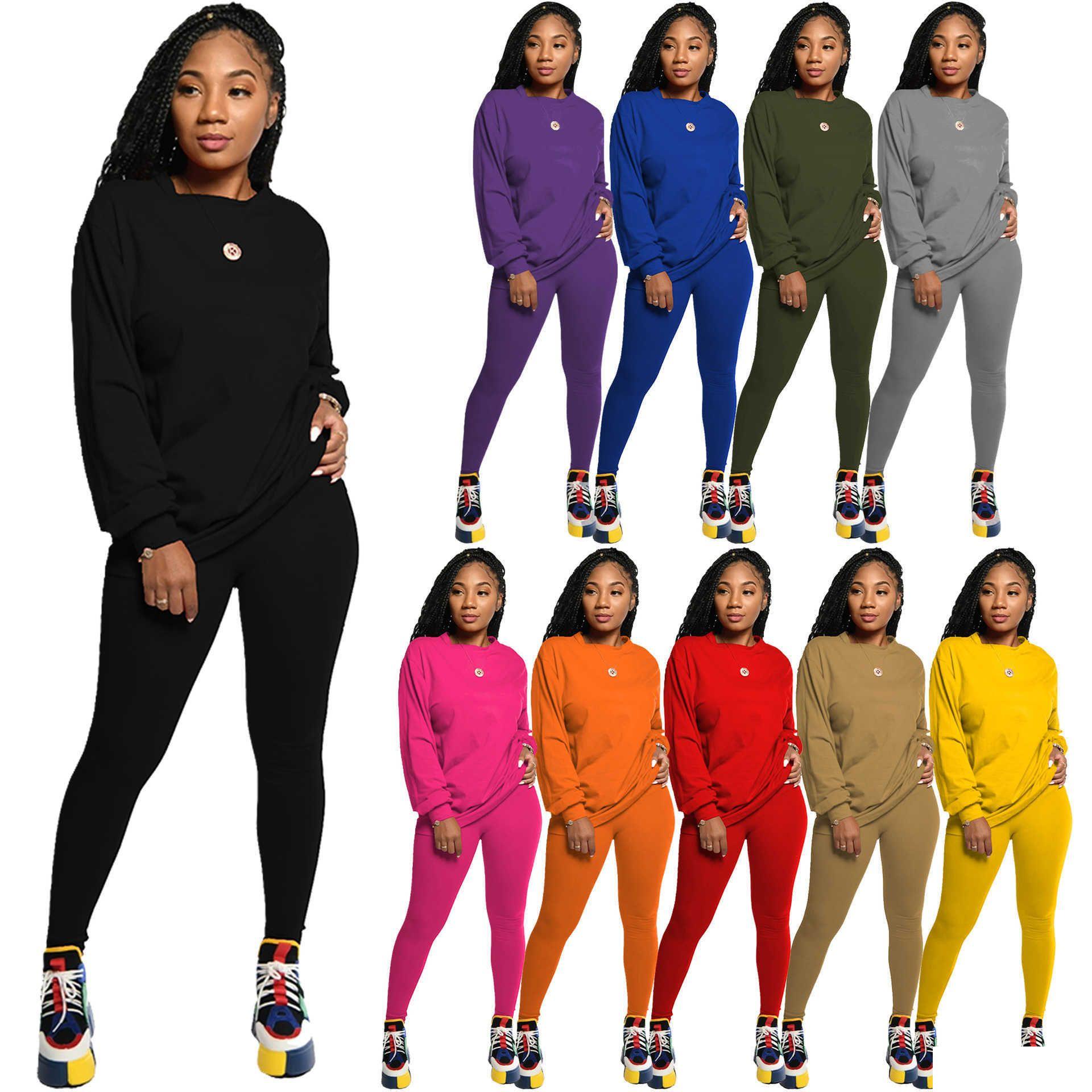 

Women'S Two Piece Pants Designers Women Clothes 2021 Fashion Candy Casual Twopiece Set Wide Shoder Gown Loose Version Drop Delivery Dhbh8, Khaki