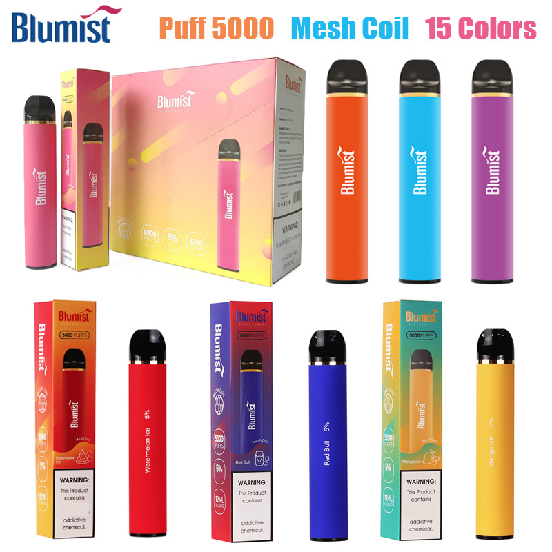 

Blumist 5000 Vape Puffs 5000 Disposable Vape E cigarette 650mah Battery 12ml Pre-filled Mesh Coil cigarrillos desechables VS filex max vapers desechables
