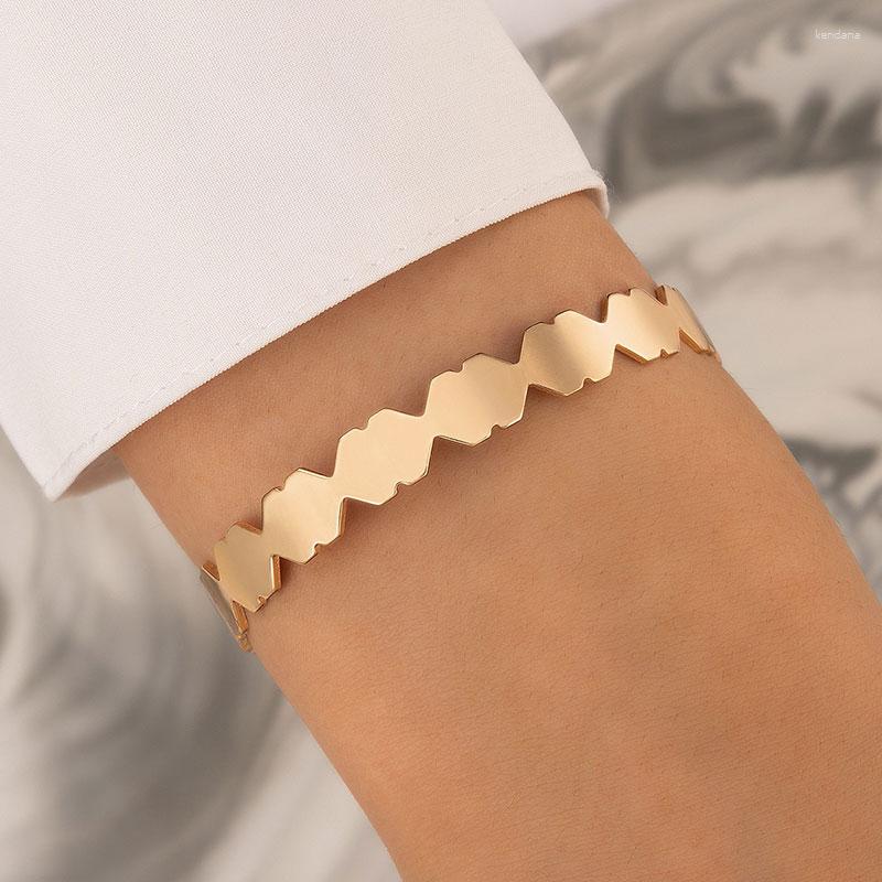 

Link Bracelets HuaTang Irregular Geometric Smooth Open Bracelet Fashion Versatile Simple Single Commuting Daily